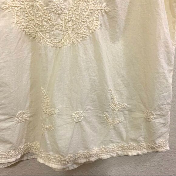 NOVICA HAND EMBROIDERED TANK TOP WOMEN’S LARGE CREAM 100% COTTON BOHO. - Picture 6 of 10